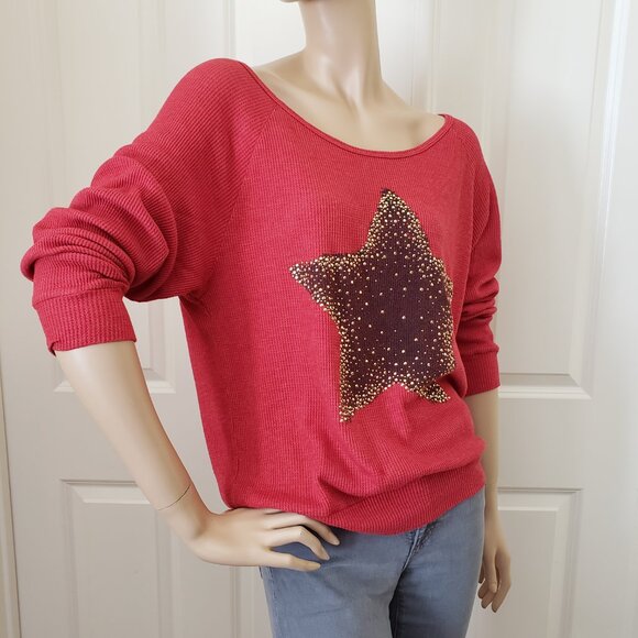 The Classic Star Studded Waffle Knit Pull Over SZ M - Picture 4 of 8